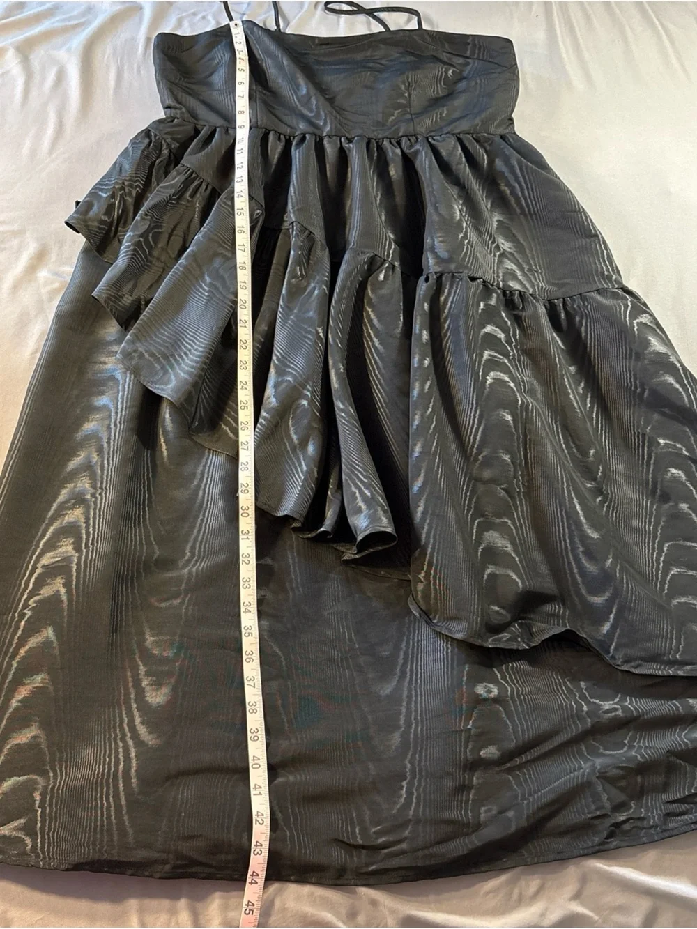 Kate Spade Black Ruffle Layered Formal Dress Sz XL Wood grain pattern Wed Guest